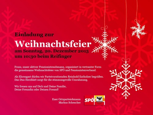 Einladung Weihnachtsfeier 2015